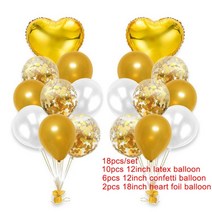 파티용품 레터링 꽃 풍선 가랜드 스탠드 생일파티꾸미기 10pcs 멀티 로즈 골드 하트, 18개 골드