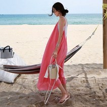 여성 로맨틱 캐주얼 루즈핏 코튼 나시 원피스 빅사이즈 레이어드 해변 비치 스커트