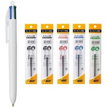 일본직발송 3. BIC 재팬 빅 4색 볼펜 1.0mm 화이트 리필 포함 세트 4C10WHT -RF5 B07TWGKTJ2, One Color, One Size_One Color