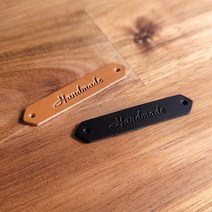 천연가죽 핸드메이드 육각형 라벨 55 x 10 mm 10개입 이태리 베지터블 통가죽, 블랙 10개입