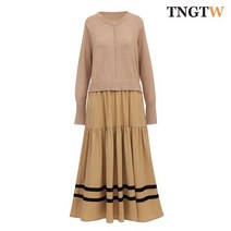 TNGTW 티어드 플레어 울원피스 베이지