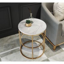북유럽 마블 미니 골드 대리석 협탁 쇼파보조테이블 사이드테이블, 화이트