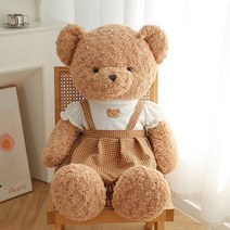 곰돌이 피규어 멜빵 커플 곰돌이 인형 고백 선물, 브라운 스커트형 스커트, 37cm(0_2kg）