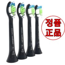 필립스 정품 소닉케어 플렉스케어 음파 전동칫솔 옵티멀 칫솔모 HX6064, 4매입, 블랙 HX6064/96