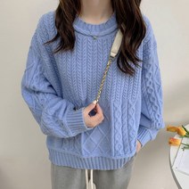 타니즈 로하임 라운드넥 꽈베기 여성니트