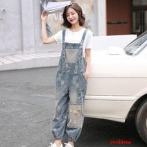 puildaug 스트랩 여성 여름 봄과 가을 느슨한 청바지 패션 점프 수트