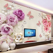 3D 스테레오 나비 꽃 다이아몬드 주얼리 사진 벽화 벽화 벽지 거실 TV 홈 장식 모던, 5.Straw Texture - 1 square met