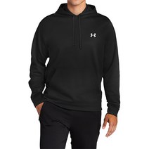 언더아머 언더아머 UA 라이벌 코튼 기모 후드티 블랙 남자 플리스 긴팔 티셔츠 후디 1357105-001