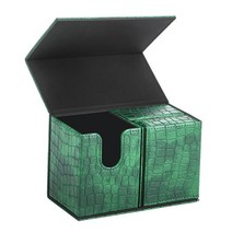 TCG 용 내구성 트레이딩 카드 데크 박스 보관 홀더 케이스 주최자, 녹색, 16.8cmx9cmx11cm, PU 가죽
