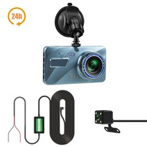휴대용블랙박스 1080p 블랙 박스 4.0in 대시 캠 자동차 dvr 24h hd 1080p 대시 카메라 듀얼 렌즈 비디오 레코더 사이클 dashcam 미러 운전 레코더 97, 후방카메라로 24시간, 64g TF 카드