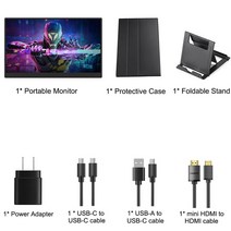 중소기업 스마트 모니터 17.3 인치 240hz 휴대용 1080p hdr 100 ips, 케이스 스탠드 포함, 오 플러그