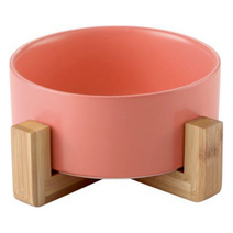 meongzi 강아지 고양이 도자기 식기 세라믹 사료 밥그릇, 1개, 01.핑크 S(1단)