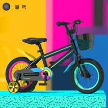 PHOENIX 어린이 보조바퀴자전거 12인치14인치 16인치 18인치, 14인치(3-6세), 블랙