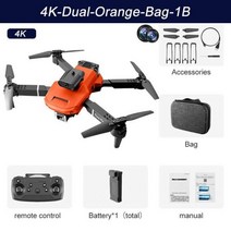 미니 초소형 E100 RC 드론 4K HD 1080P 듀얼 카메라 원 키 이륙 및 리턴 2.4G FPV 와이파이 스마트 장애물 회피 접이식 쿼드콥터 112443, Dual4K 오렌지 백 1B