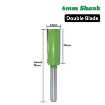 1pc 6mm 생크 밀링 커터 나무 조각 스트레이트 비트 텅스텐 카바이드 단일 더블 플루트 라우터 비트 나무 커터 목공, 6x12x30