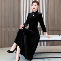 [Myshe]여성 벨벳 원피스 롱 원피스 Myshe qxz1208YCjs6