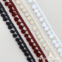 1마/90cm) 폼폼이 레이스 방울레이스 솜방울(소) 26컬러 2.3cm, 화이트