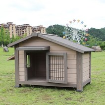 강아지 하우스 원목 단단한 대형 애견탠트, 밝은 회색, L