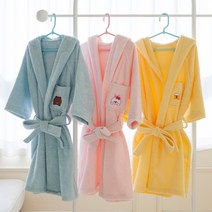 라인프렌즈 미니 브라운 앤 프렌즈 아동용 후드 샤워 가운 목욕 후 입는 모자달린 바스타월, M(6~8세), 핑크