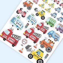 [바둑이창작소] 유치원 어린이집 방수 네임스티커 이름표 이름스티커 주문제작, 1장, 프리미엄 자동차친구들B-투명