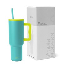 Simple Modern 40 oz Tumbler with Handle and Straw Lid | Insulated Cup Reusable Stainless Steel Water, Multi-Color: Seafoam Splash