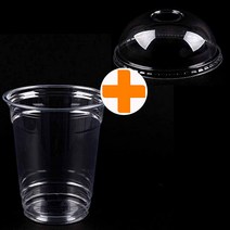 대성F&B 테이크아웃 PET 98파이 16온스 투명컵 500개+돔뚜껑 500개 SET