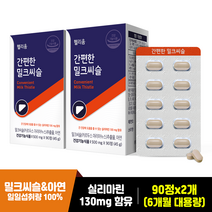 헬리움 대용량 간 편한 밀크씨슬 추출물 실리마린 130mg 아연 카르두스 마리아누스 소형정제 식약처 인정 건강기능식품, 90정, 2박스