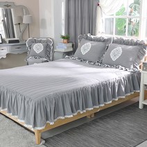 류금숙 여자의 침실 광목워싱 레이스 숏프릴 매트커버 단품 (SS/Q/K/SK)