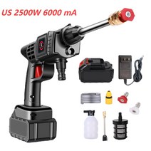 세차 펌프 건 자동 가정 청소용 무선 고압 세척기 거품 충전식 세차 1500W 45000mAh, 07 US 2500W 6000 mA