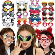웃긴 파티 안경 생일 레옹 마이콜 눈알가리개 인싸 선글라스 인생네컷 소품, 플라워 안경, 데이지꽃 화이트