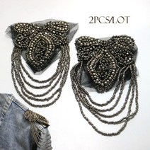 2 개대 검은 술 페르시 견장 옷 펑크 코트 정장 diy 패션 술 배지 견장 어깨 패치, 2개