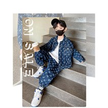 투더넥스트 주니어 남아 블루 데님 청자켓 바지세트 키즈 초등학생 상하복