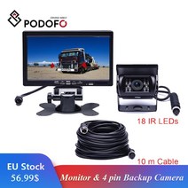 화물차블랙박스 고화질 블랙박스 8채널 6채널 포도포 dc 12v-24v 7quot 자동차 모니터 디스플레이 + 버스 트럭 rv 캐러밴 트레일러 용 4 핀 ir 야간 투시경, 10m 케이블로