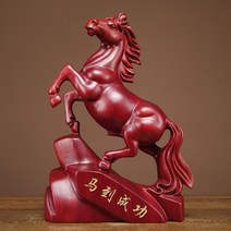 개업 공예 기념 나무 말 선물 승진 장식품 적토마 조각 조각상 집들이 축하 트로이 풍수 행운 홈 회사 흑마, BC.정밀홍화배일마당선-길이50cm