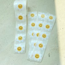데이지 꽃 롤 스마일 스티커 선물 포장 스티커 다이어리 데코 스티커, 데이지롤 스티커 2개 1세트
