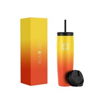 IRON °FLASK 노마드 텀블러 591.5mL(20온스) 뚜껑 2개(빨대플립) 진공 단열 스테인리스 스틸 병 이중 벽 보온 커피 여행용 머그 금속 물통, Fire_1 Count (Pack of 1)