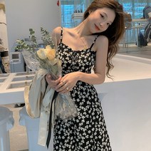2021 프렌치한 핏의 a라인 스커트 봄여름 키 작은 나시 원피스 여잔 꽃무늬 스커트 느낌 프린트RWTY363-199_G