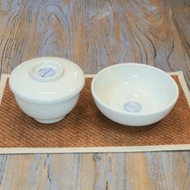 전통 백자 핸드메이드 도자기 뚜껑 있는 밥그릇 국그릇 주발대접