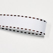 선물포장리본 꽃포장리본 골지 스티치 리본 (폭 5mm 길이90m)(폭 10mm/15mm 길이 45m), 2(화이트+브라운스티치), 15mm