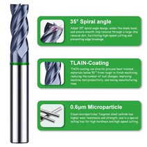 ROMTIC TGH-HRC50 텅스텐 스틸 카바이드 밀링 커터 4F 컬러 코팅 CNC 기계식 플랫 바텀 엔드밀 도구, 02 1.5x04Cx4Dx50L_02 5PCS