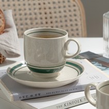 카네수즈 노블 레트로 그릇 카페 플레이트 커피잔 (265ml), 딥블루