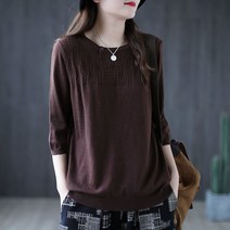 여성 봄여름 7부 니트 티셔츠 하늘비즈 A25 G464X041