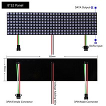 ed 차량용 간판 전광판 WS2812B 5050 RGB Led 디지털 패널 매트릭스 유연한 8x8 16x16 8x32 픽셀 화면 링, 한개옵션1, 11 8x32Panel