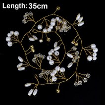 크리스탈 진주 신부 왕관 헤어밴드 헤어핀 들러리 디아만테 포도 나무 액세서리 웨딩 주얼리 모자 35cm, 03 Gold 35cm tiaras