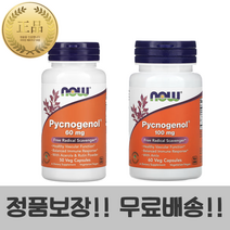 나우푸드 피크노제놀 소나무껍질 고약사 약들약 60mg 100mg모음, 60mg 50캡슐 2통(할인적용)