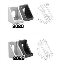 20 개 10 2020 또는 2028 검정색 및 은색 브래킷 알루미늄 프로파일 코너 피팅 각도 프로파일 피스, 2020 sliver 10pcs