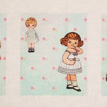 엔조이퀼트 페이퍼돌 원단 린넨 캐릭터 프린트 DTP 원단 커트지, 트윈(혼합색상)