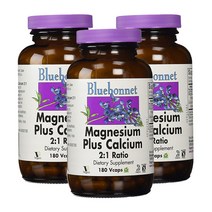 블루보넷 마그네슘 플러스 칼슘 2대1 비율 베지터블 캡슐 무설탕 글루텐 프리, 180개입, 3개