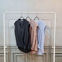 [바보사랑] 앞셔링 쉬폰 랩 캡소매 블라우스 3컬러