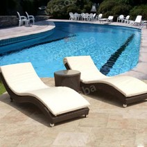 롱비치 호텔 비치 썬베드 태닝 아치형 야외데크 라탄 인체공학 일광욕 소파침대, 블랙2